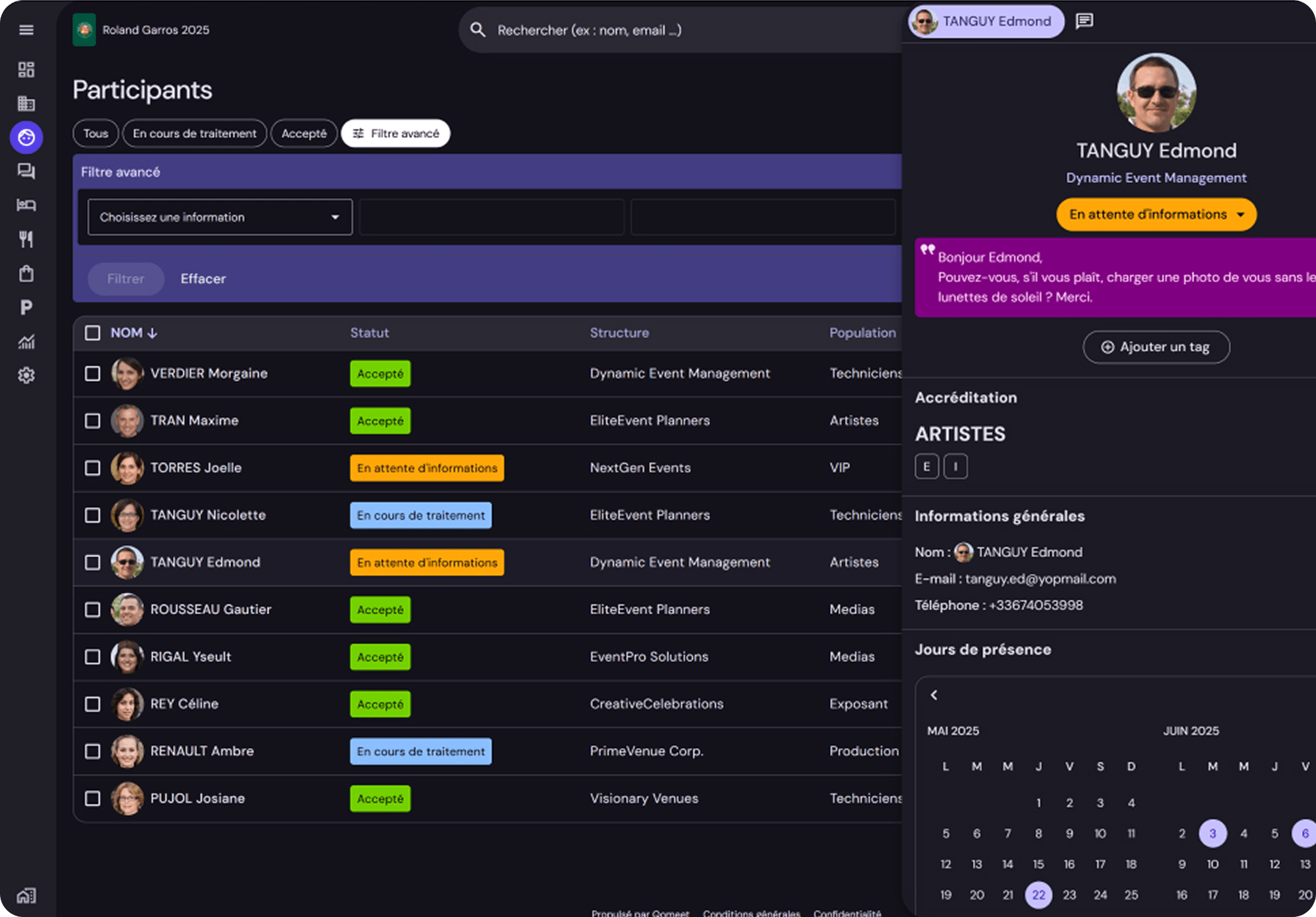 Interface activités Qoezion